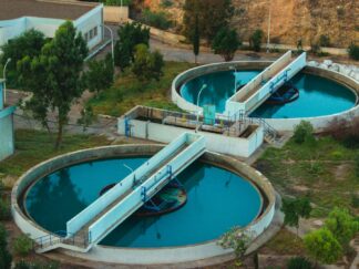 Aerial Shot of Sewage Treatment Plant