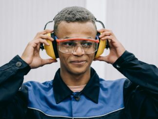 A Man Wearing Hearing Protectors