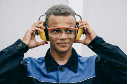 A Man Wearing Hearing Protectors